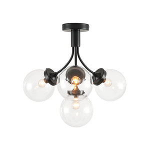 Farmhouze Light - Mid - Century 4 - Light Clear Glass Globe Bubble Ceiling Light - Ceiling Light - Nickel - 