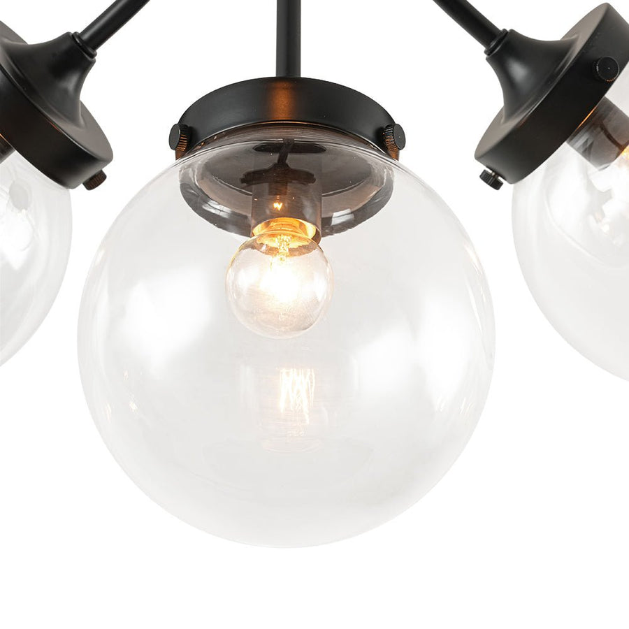 Farmhouze Light - Mid - Century 4 - Light Clear Glass Globe Bubble Ceiling Light - Ceiling Light - Nickel - 