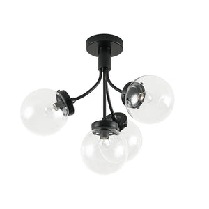 Farmhouze Light - Mid - Century 4 - Light Clear Glass Globe Bubble Ceiling Light - Ceiling Light - Nickel - 