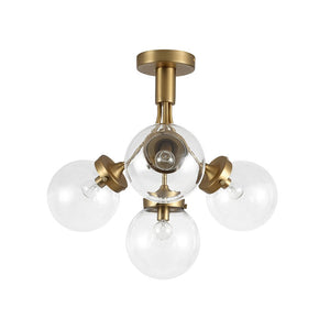 Farmhouze Light - Mid - Century 4 - Light Clear Glass Globe Bubble Ceiling Light - Ceiling Light - Nickel - 
