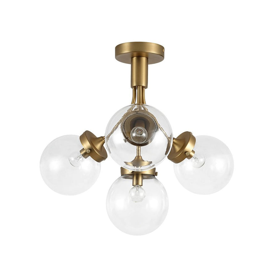 Farmhouze Light - Mid - Century 4 - Light Clear Glass Globe Bubble Ceiling Light - Ceiling Light - Nickel - 