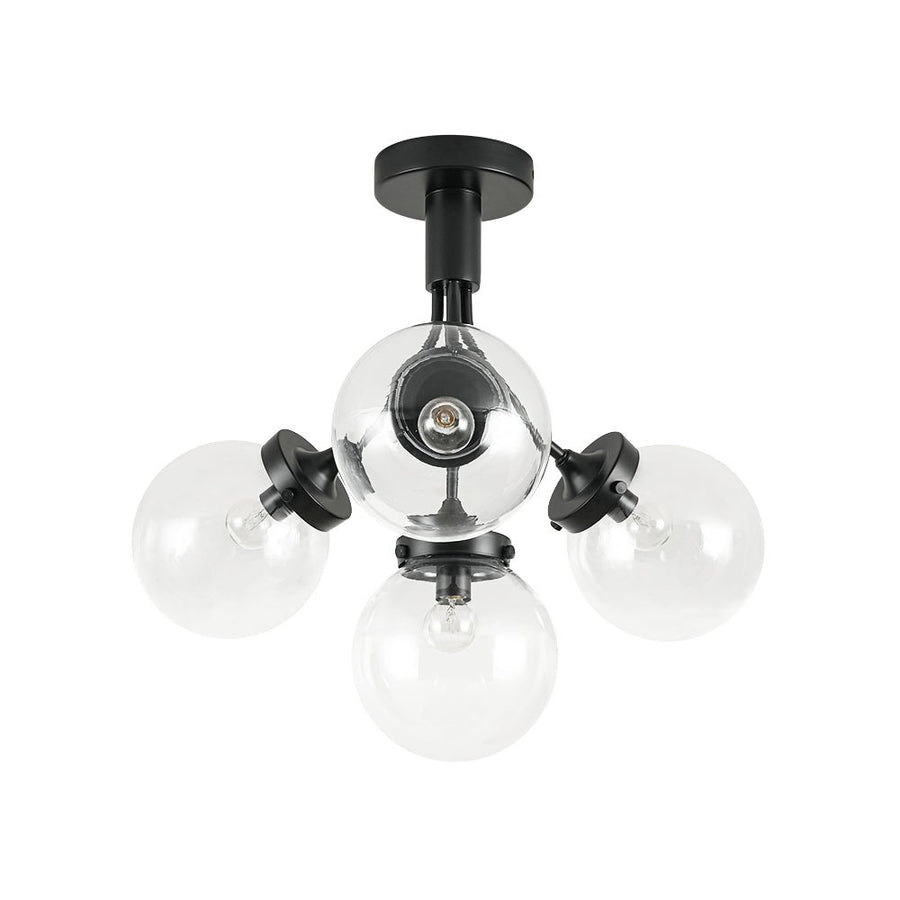 Farmhouze Light - Mid - Century 4 - Light Clear Glass Globe Bubble Ceiling Light - Ceiling Light - Nickel - 