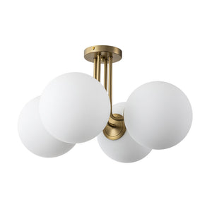 Farmhouze Light - Mid Century 4 - Light Frosted Glass Globe Semi Flush Mount - Ceiling Light - 4 Bulbs - 