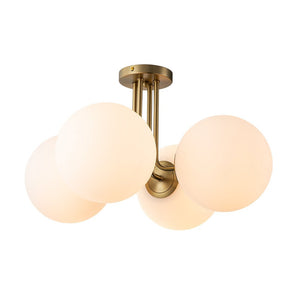 Farmhouze Light - Mid Century 4 - Light Frosted Glass Globe Semi Flush Mount - Ceiling Light - 4 Bulbs - 