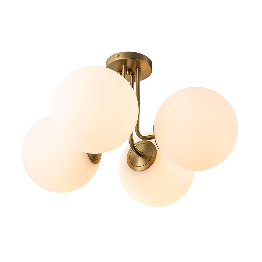 Farmhouze Light - Mid Century 4 - Light Frosted Glass Globe Semi Flush Mount - Ceiling Light - 4 Bulbs - 