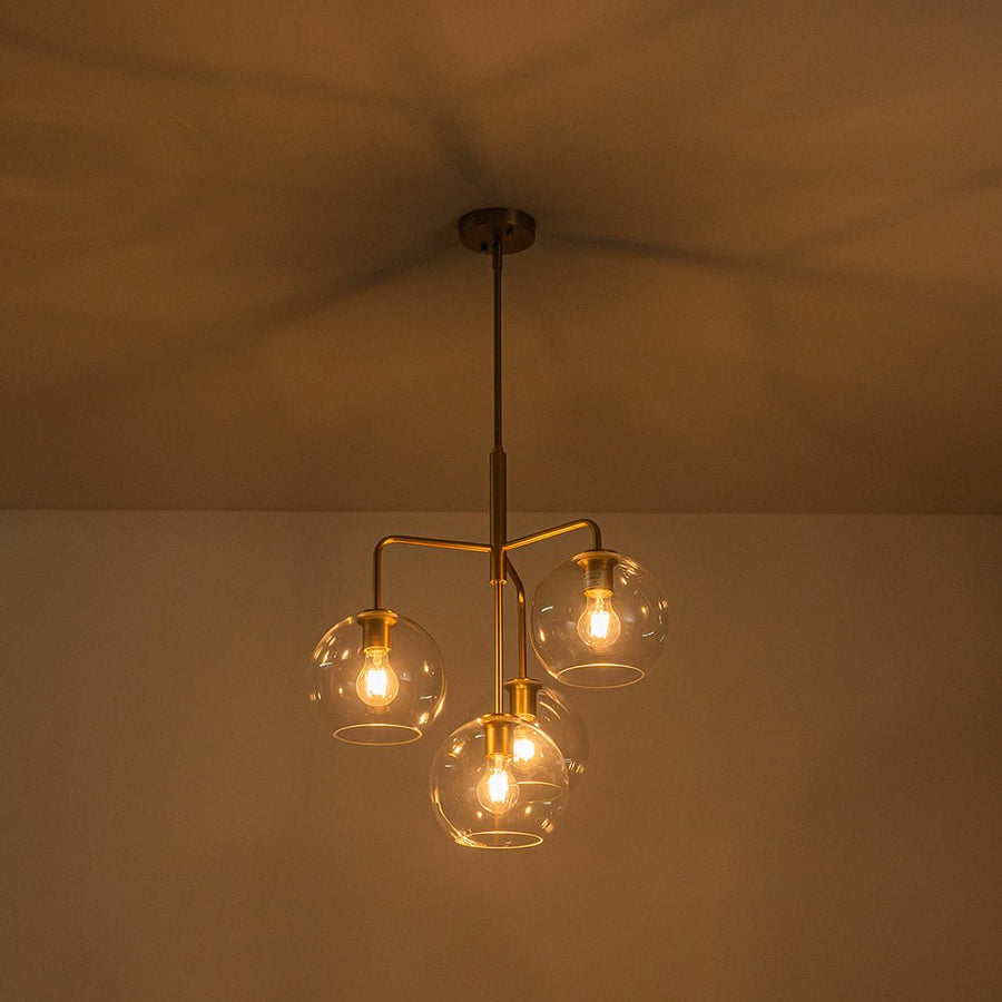 Farmhouze Light - Mid - Century 4 - Light Tiered Sputnik Glass Globe Chandelier - Chandelier - Oil - Rubbed Bronze - 