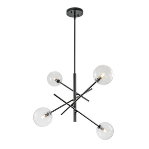 Farmhouze Light - Mid - Century 6 - Light Clear Glass Bubble Sputnik Chandelier - Chandelier - Black/4 - Light - 