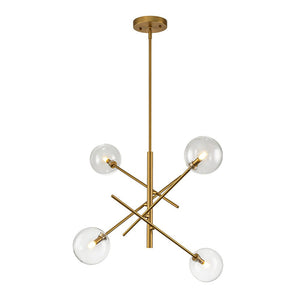 Farmhouze Light - Mid - Century 6 - Light Clear Glass Bubble Sputnik Chandelier - Chandelier - Brass/4 - Light - 