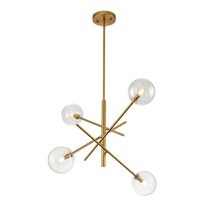 Farmhouze Light - Mid - Century 6 - Light Clear Glass Bubble Sputnik Chandelier - Chandelier - Brass/4 - Light - 