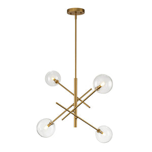 Farmhouze Light - Mid - Century 6 - Light Clear Glass Bubble Sputnik Chandelier - Chandelier - Brass/4 - Light - 