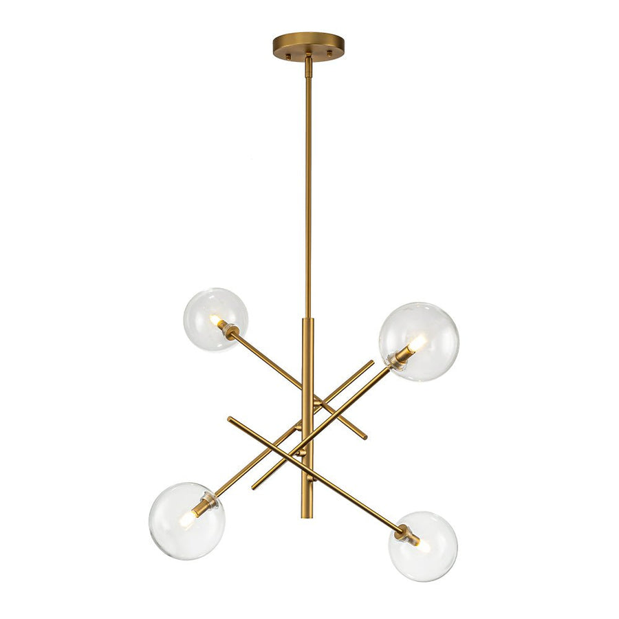 Farmhouze Light - Mid - Century 6 - Light Clear Glass Bubble Sputnik Chandelier - Chandelier - Brass/4 - Light - 