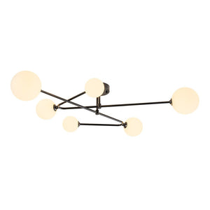 Farmhouze Light - Mid - Century 6 - Light Milky Bubble Abstract Sputnik Ceiling Light - Ceiling Light - Black - 