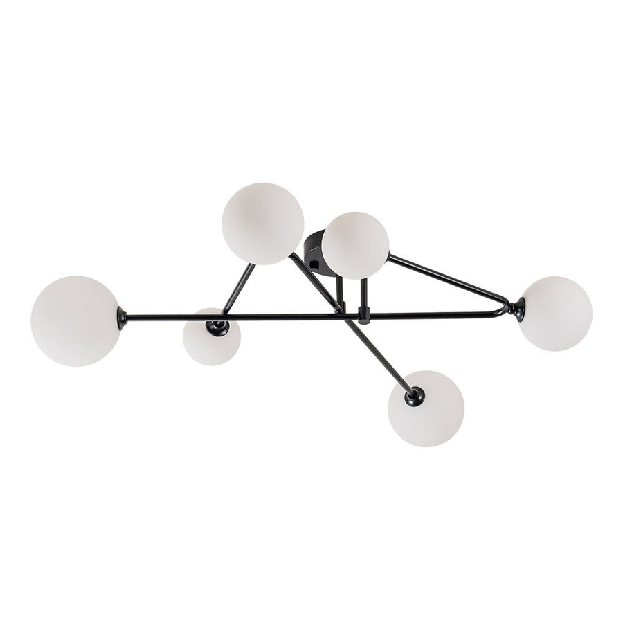 Farmhouze Light - Mid - Century 6 - Light Milky Bubble Abstract Sputnik Ceiling Light - Ceiling Light - Black - 