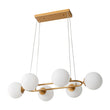 Load image into Gallery viewer, Farmhouze Light - Mid - Century 6 - Light Opal Glass Bubble Round Chandelier - Chandelier - Brass - 

