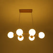 Load image into Gallery viewer, Farmhouze Light - Mid - Century 6 - Light Opal Glass Bubble Round Chandelier - Chandelier - Brass - 
