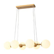 Load image into Gallery viewer, Farmhouze Light - Mid - Century 6 - Light Opal Glass Bubble Round Chandelier - Chandelier - Brass - 
