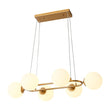 Load image into Gallery viewer, Farmhouze Light - Mid - Century 6 - Light Opal Glass Bubble Round Chandelier - Chandelier - Brass - 
