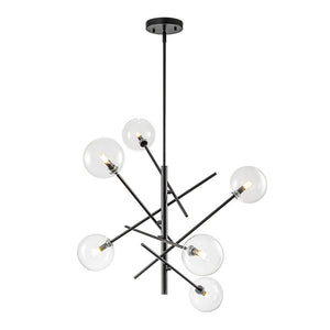 Farmhouze Light - Mid - Century 8 - Light Clear Glass Bubble Sputnik Chandelier - Chandelier - Black - 