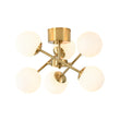 Load image into Gallery viewer, Farmhouze Light - Mid - Century Brass Frosted Glass Globe Sputnik Ceiling Light - Chandelier - Brass - 
