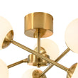 Load image into Gallery viewer, Farmhouze Light - Mid - Century Brass Frosted Glass Globe Sputnik Ceiling Light - Chandelier - Brass - 

