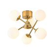 Load image into Gallery viewer, Farmhouze Light - Mid - Century Brass Frosted Glass Globe Sputnik Ceiling Light - Chandelier - Brass - 
