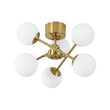 Load image into Gallery viewer, Farmhouze Light - Mid - Century Brass Frosted Glass Globe Sputnik Ceiling Light - Chandelier - Brass - 
