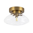 Load image into Gallery viewer, Farmhouze Light - Mid - Century Brass Rippled Glass Globe Wall Light Semi Flush Mount - Ceiling Light - 1 Pack - 
