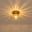 Load image into Gallery viewer, Farmhouze Light - Mid - Century Brass Rippled Glass Globe Wall Light Semi Flush Mount - Ceiling Light - 1 Pack - 
