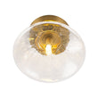 Load image into Gallery viewer, Farmhouze Light - Mid - Century Brass Rippled Glass Globe Wall Light Semi Flush Mount - Ceiling Light - 1 Pack - 
