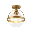 Load image into Gallery viewer, Farmhouze Light-Mid-Century Brass Single Clear Glass Globe Ceiling Light-Ceiling Light-Brass-
