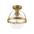 Load image into Gallery viewer, Farmhouze Light-Mid-Century Brass Single Clear Glass Globe Ceiling Light-Ceiling Light-Brass-
