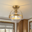 Load image into Gallery viewer, Farmhouze Light-Mid-Century Brass Single Clear Glass Globe Ceiling Light-Ceiling Light-Brass-
