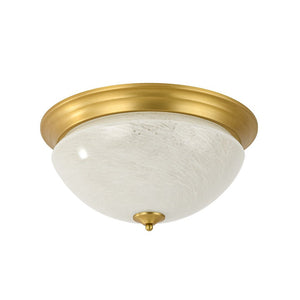 Farmhouze Light - Mid - Century Brass White Cloud Glass Round Ceiling Light - Ceiling Light - Brass - 