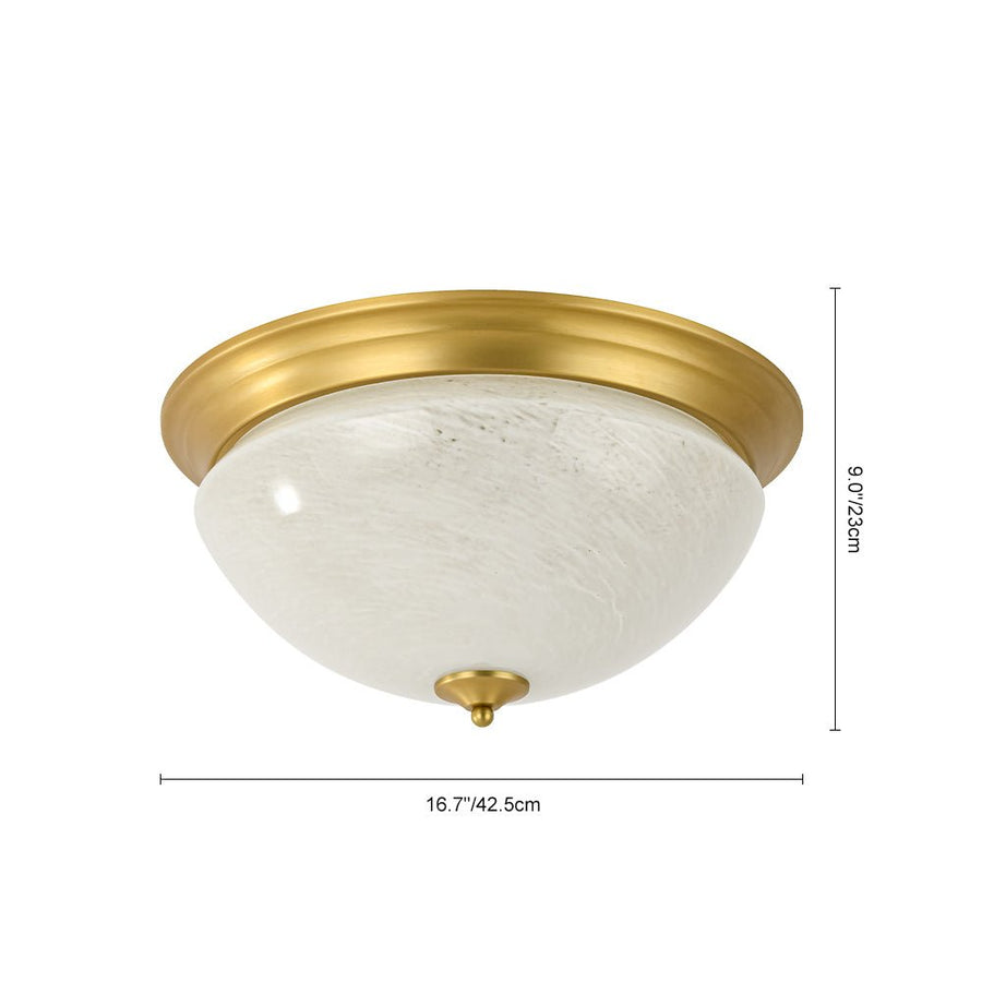 Farmhouze Light - Mid - Century Brass White Cloud Glass Round Ceiling Light - Ceiling Light - Brass - 