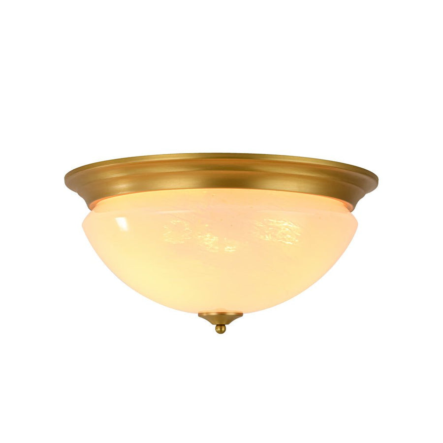 Farmhouze Light - Mid - Century Brass White Cloud Glass Round Ceiling Light - Ceiling Light - Brass - 