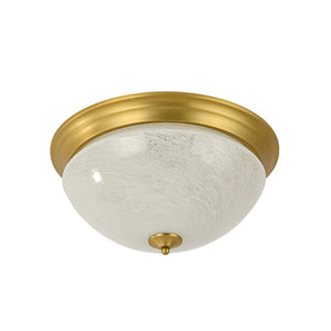 Farmhouze Light - Mid - Century Brass White Cloud Glass Round Ceiling Light - Ceiling Light - Brass - 