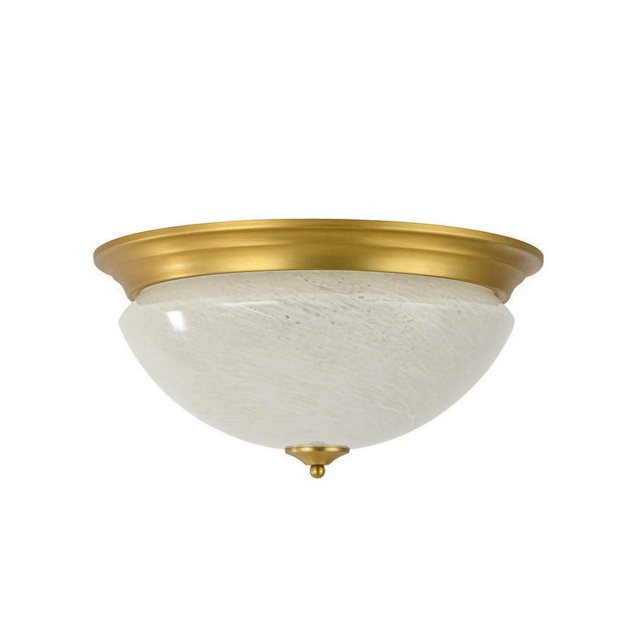 Farmhouze Light - Mid - Century Brass White Cloud Glass Round Ceiling Light - Ceiling Light - Brass - 