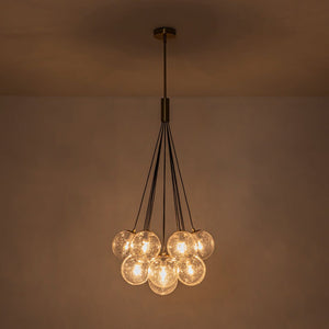 Farmhouze Light - Mid - Century Cluster Bubble Seeded Glass Globe Chandelier - Chandelier - 13 Bulbs - 