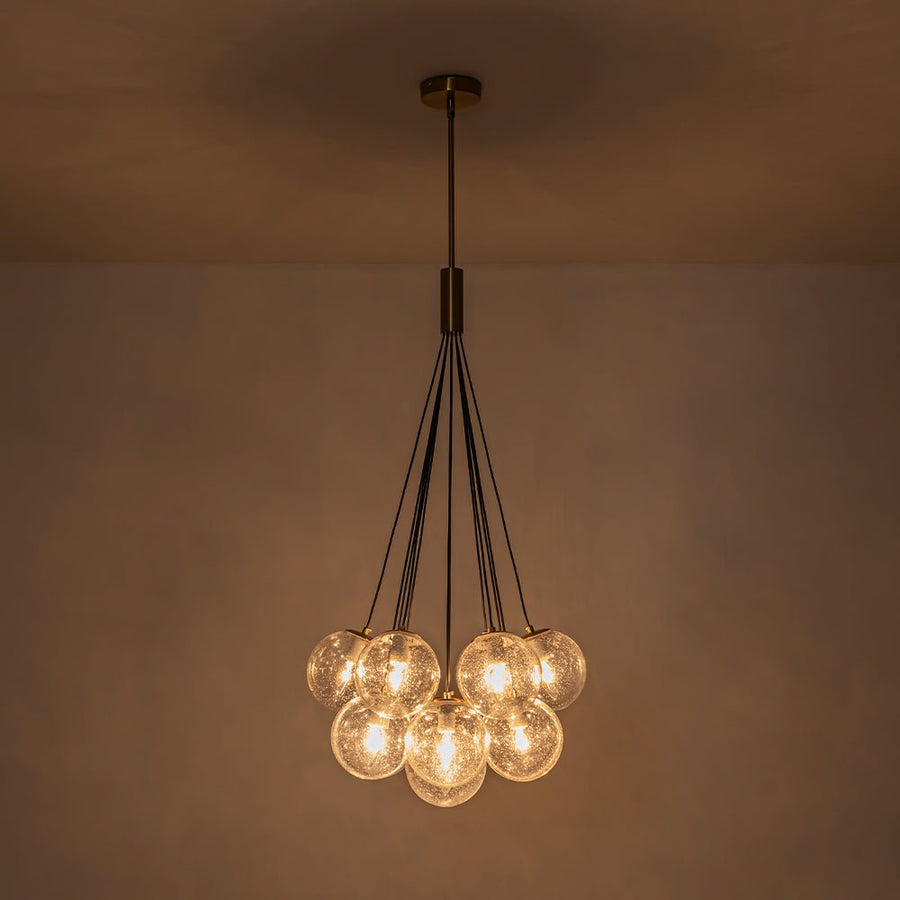 Farmhouze Light - Mid - Century Cluster Bubble Seeded Glass Globe Chandelier - Chandelier - 13 Bulbs - 