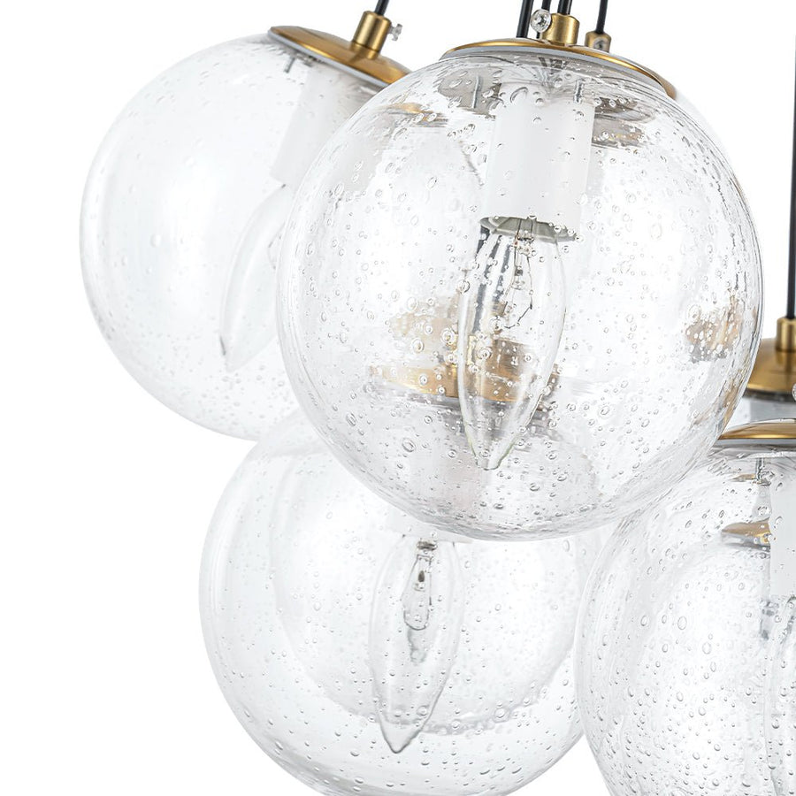 Farmhouze Light - Mid - Century Cluster Bubble Seeded Glass Globe Chandelier - Chandelier - 13 Bulbs - 