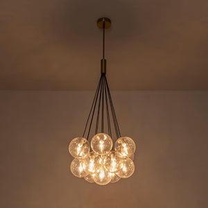 Farmhouze Light - Mid - Century Cluster Bubble Seeded Glass Globe Chandelier - Chandelier - 13 Bulbs - 
