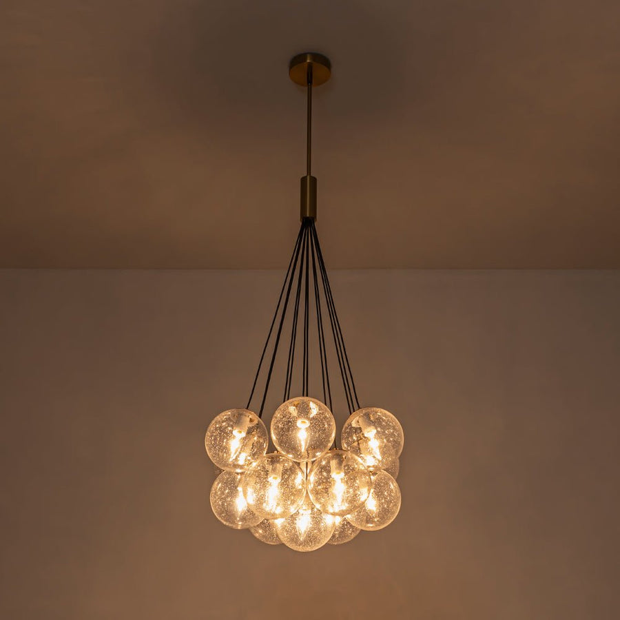 Farmhouze Light - Mid - Century Cluster Bubble Seeded Glass Globe Chandelier - Chandelier - 13 Bulbs - 