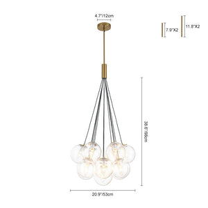 Farmhouze Light - Mid - Century Cluster Bubble Seeded Glass Globe Chandelier - Chandelier - 13 Bulbs - 
