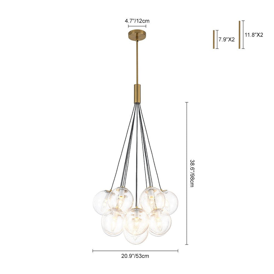 Farmhouze Light - Mid - Century Cluster Bubble Seeded Glass Globe Chandelier - Chandelier - 13 Bulbs - 