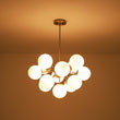 Load image into Gallery viewer, Farmhouze Light - Mid - Century Cluster White Glass Bubble Sphere Sputnik Chandelier - Chandelier - Nickel - 
