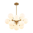 Load image into Gallery viewer, Farmhouze Light - Mid - Century Cluster White Glass Bubble Sphere Sputnik Chandelier - Chandelier - Nickel - 
