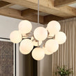 Load image into Gallery viewer, Farmhouze Light - Mid - Century Cluster White Glass Bubble Sphere Sputnik Chandelier - Chandelier - Nickel - 

