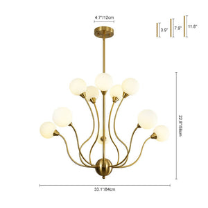 Farmhouze Light - Mid - Century Firework Milky Glass Globe Bubble Chandelier - Chandelier - 10 - Light - 