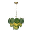 Load image into Gallery viewer, Farmhouze Light-Mid-Century Forest Green Swirl Glass Round Tiered Chandelier-Chandelier-Brass-

