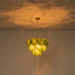 Load image into Gallery viewer, Farmhouze Light-Mid-Century Forest Green Swirl Glass Round Tiered Chandelier-Chandelier-Brass-
